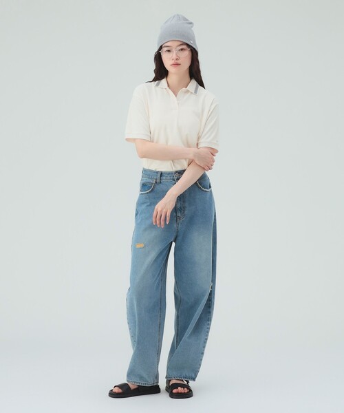 BEAMS HEART(ビームスハート)の「【7/31値下げ】配色 レース ポロシャツ(Tシャツ/カットソー・レディース・レッド/オフホワイト/チャコールグレー・FREE)」の8枚目の写真