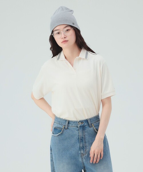 BEAMS HEART(ビームスハート)の「【7/31値下げ】配色 レース ポロシャツ(Tシャツ/カットソー・レディース・レッド/オフホワイト/チャコールグレー・FREE)」の10枚目の写真