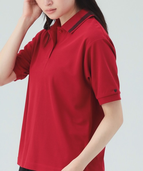 BEAMS HEART(ビームスハート)の「【7/31値下げ】配色 レース ポロシャツ(Tシャツ/カットソー・レディース・レッド/オフホワイト/チャコールグレー・FREE)」の1枚目の写真