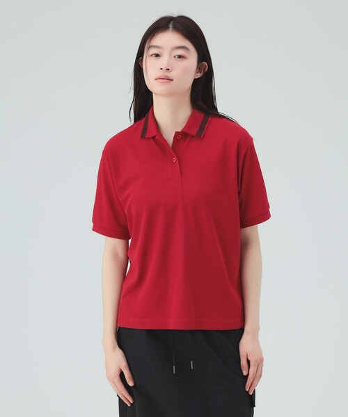 BEAMS HEART(ビームスハート)の「【7/31値下げ】配色 レース ポロシャツ(Tシャツ/カットソー・レディース・レッド/オフホワイト/チャコールグレー・FREE)」の5枚目の写真