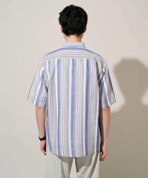 a.v.v(アーヴェヴェ)の「サラッと涼しい 5分袖マルチストライプワイドシルエットシャツ【洗濯機で洗える】(シャツ/ブラウス・メンズ・レッド/ブルー・48/46)」の16枚目の写真