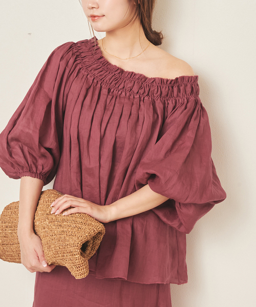 plage(プラージュ)の「RAMY LINEN ブラウス(シャツ/ブラウス・レディース・ボルドー/ブラウン・FREE)」の2枚目の写真