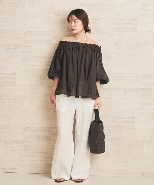 plage(プラージュ)の「RAMY LINEN ブラウス(シャツ/ブラウス・レディース・ボルドー/ブラウン・FREE)」の4枚目の写真