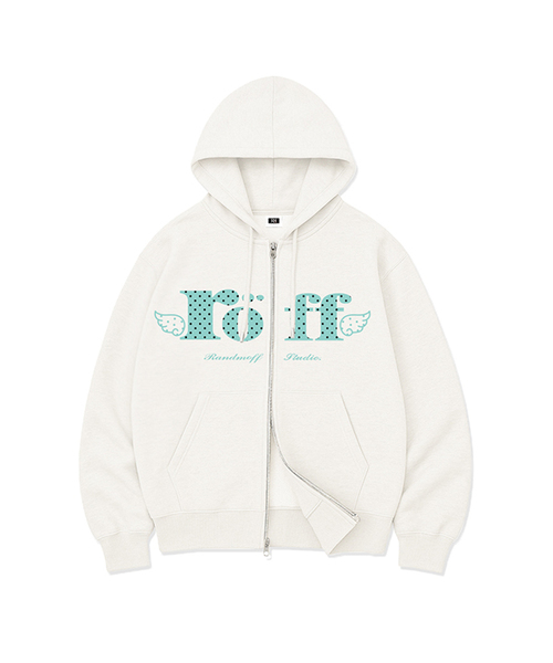 ROEFF ANGEL DOT SPACE OVER FIT — 2-WAY ZIP-UP, White (Mint)