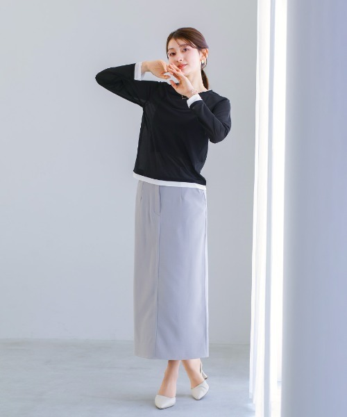 White Collection(ホワイトコレクション)の「【 抜け感で魅せる 】 強撚シアー・配色カットソー(Tシャツ/カットソー・レディース・ホワイト/サックスブルー/ブラック・M)」の13枚目の写真