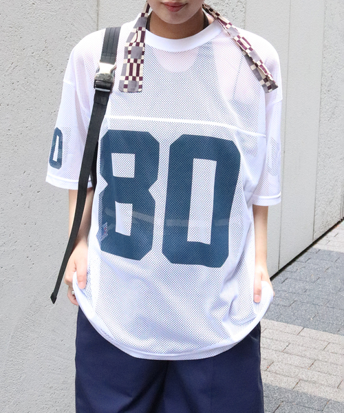 JOURNAL STANDARD(ジャーナルスタンダード)の「別注【MASON/メイソン】メッシュTシャツ(Tシャツ/カットソー・レディース・ネイビー/ホワイト・FREE)」の1枚目の写真