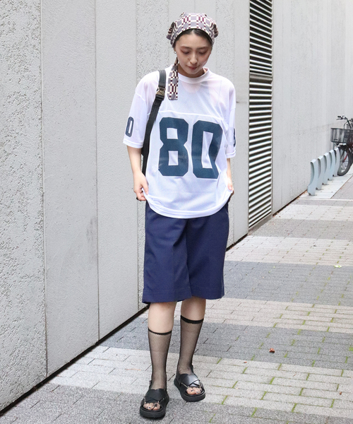 JOURNAL STANDARD(ジャーナルスタンダード)の「別注【MASON/メイソン】メッシュTシャツ(Tシャツ/カットソー・レディース・ネイビー/ホワイト・FREE)」の4枚目の写真