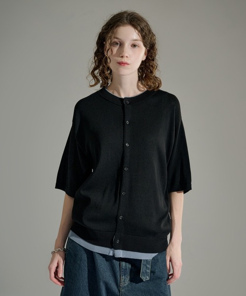 WETTEMPT(ウィテンプト)の「CREW NECK LAYERED KNIT S/S SHIRT / クルーネックレイヤードニットS/Sシャツ(シャツ/ブラウス・メンズ・ネイビー/ダークブラウン/ブラック・SMALL/MEDIUM/LARGE)」の2枚目の写真