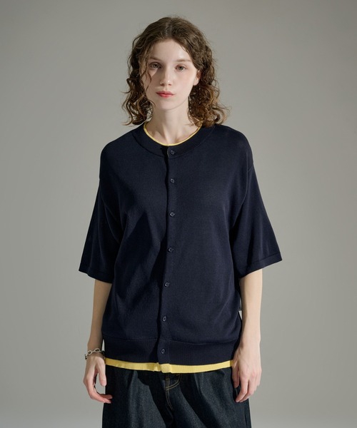 WETTEMPT(ウィテンプト)の「CREW NECK LAYERED KNIT S/S SHIRT / クルーネックレイヤードニットS/Sシャツ(シャツ/ブラウス・メンズ・ネイビー/ダークブラウン/ブラック・SMALL/MEDIUM/LARGE)」の6枚目の写真