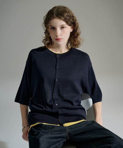 WETTEMPT(ウィテンプト)の「CREW NECK LAYERED KNIT S/S SHIRT / クルーネックレイヤードニットS/Sシャツ(シャツ/ブラウス・メンズ・ネイビー/ダークブラウン/ブラック・SMALL/MEDIUM/LARGE)」の19枚目の写真
