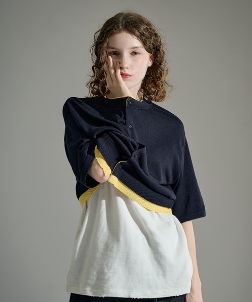 WETTEMPT(ウィテンプト)の「CREW NECK LAYERED KNIT S/S SHIRT / クルーネックレイヤードニットS/Sシャツ(シャツ/ブラウス・メンズ・ネイビー/ダークブラウン/ブラック・SMALL/MEDIUM/LARGE)」の20枚目の写真
