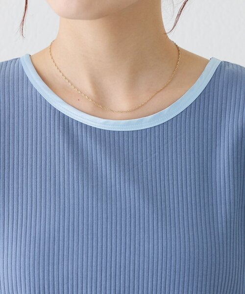 CIAOPANIC TYPY(チャオパニックティピー)の「【ZOZO限定】サテンパイピングリブTee(Tシャツ/カットソー・レディース・ブラウン/ピンク/ブルー/チャコールグレー/ブラック/アイボリー・ONE SIZE)」の8枚目の写真