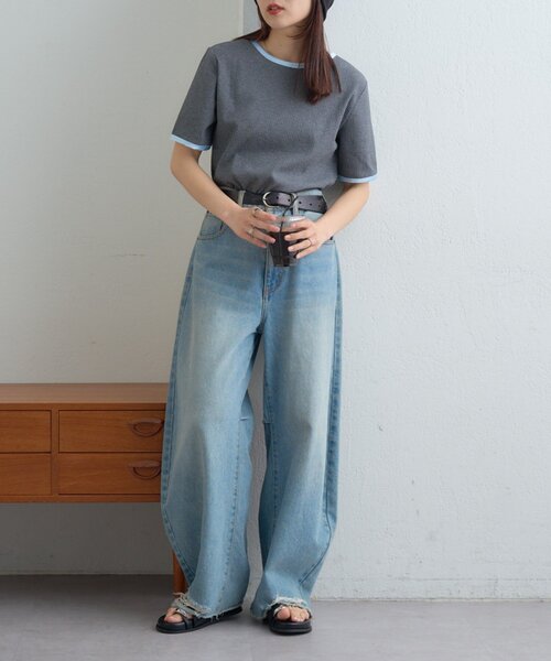CIAOPANIC TYPY(チャオパニックティピー)の「【ZOZO限定】サテンパイピングリブTee(Tシャツ/カットソー・レディース・ブラウン/ピンク/ブルー/チャコールグレー/ブラック/アイボリー・ONE SIZE)」の13枚目の写真