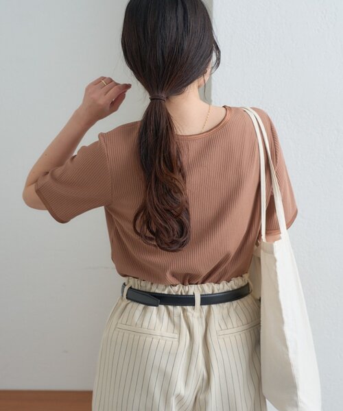 CIAOPANIC TYPY(チャオパニックティピー)の「【ZOZO限定】サテンパイピングリブTee(Tシャツ/カットソー・レディース・ブラウン/ピンク/ブルー/チャコールグレー/ブラック/アイボリー・ONE SIZE)」の20枚目の写真
