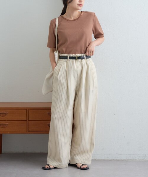 CIAOPANIC TYPY(チャオパニックティピー)の「【ZOZO限定】サテンパイピングリブTee(Tシャツ/カットソー・レディース・ブラウン/ピンク/ブルー/チャコールグレー/ブラック/アイボリー・ONE SIZE)」の21枚目の写真