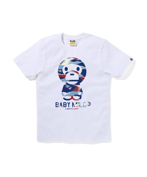 A BATHING APE(アベイシングエイプ)の「SCREEN CAMO BABY MILO TEE(Tシャツ/カットソー・レディース・ブラック×ブルー/ブラック系その他5/ホワイト×ブルー/ホワイト系その他5・MEDIUM/XX-SMALL/X-SMALL/SMALL)」の2枚目の写真