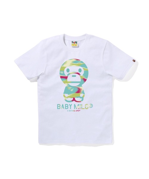 A BATHING APE(アベイシングエイプ)の「SCREEN CAMO BABY MILO TEE(Tシャツ/カットソー・レディース・ブラック×ブルー/ブラック系その他5/ホワイト×ブルー/ホワイト系その他5・MEDIUM/XX-SMALL/X-SMALL/SMALL)」の1枚目の写真