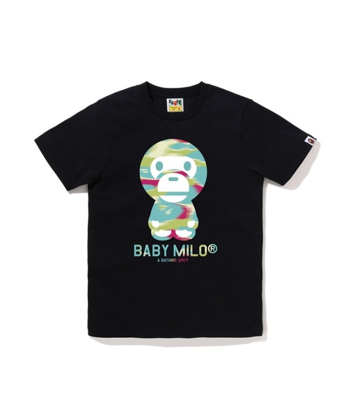 A BATHING APE(アベイシングエイプ)の「SCREEN CAMO BABY MILO TEE(Tシャツ/カットソー・レディース・ブラック×ブルー/ブラック系その他5/ホワイト×ブルー/ホワイト系その他5・MEDIUM/XX-SMALL/X-SMALL/SMALL)」の4枚目の写真