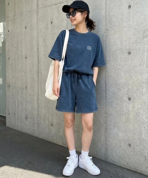 MRU(エムアールユー)の「2026SS MRU/エムアールユー カットデニム Tシャツ×ショートパンツ ハーフパンツ/セットアップ/上下セット レディース メンズ(Tシャツ/カットソー・メンズ・ライトインディゴブルー/ブルー系その他/ブルー系その他2/ネイビー・M/L/XL)」の6枚目の写真