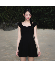 Flower Punching Mini Dress [Black]