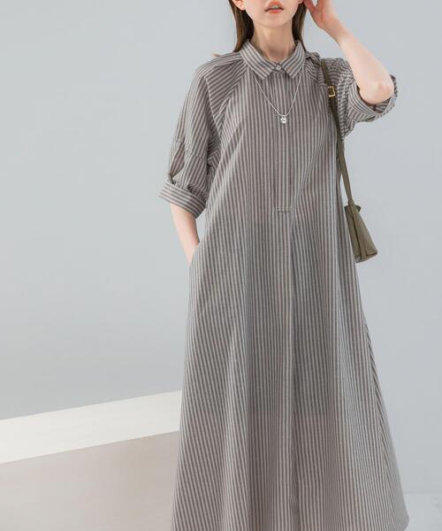URBAN RESEARCH ROSSO WOMEN(アーバンリサーチ ロッソ)の「『WEB限定』イージーリネンシャツワンピース(ワンピース・レディース・ブラウン系その他/ネイビー/その他1・FREE)」の4枚目の写真