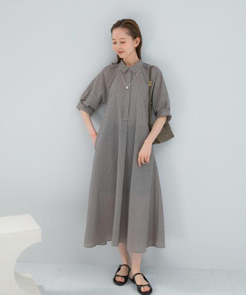 URBAN RESEARCH ROSSO WOMEN(アーバンリサーチ ロッソ)の「『WEB限定』イージーリネンシャツワンピース(ワンピース・レディース・ブラウン系その他/ネイビー/その他1・FREE)」の5枚目の写真