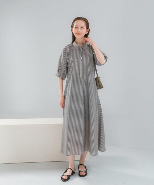 URBAN RESEARCH ROSSO WOMEN(アーバンリサーチ ロッソ)の「『WEB限定』イージーリネンシャツワンピース(ワンピース・レディース・ブラウン系その他/ネイビー/その他1・FREE)」の6枚目の写真