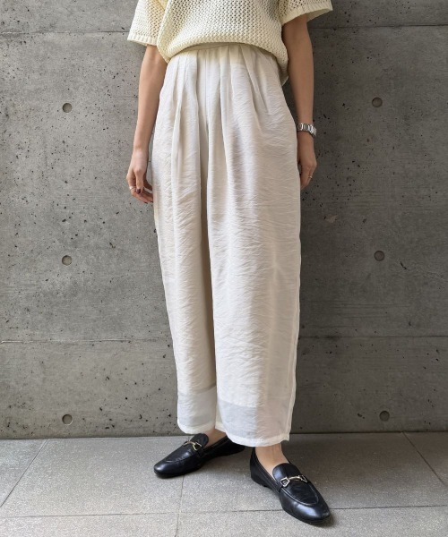 CIEL'AIR(シエルエアー)の「SHEER ORGANZA WIDE PANTS(シアーオーガンジーワイドパンツ)(その他パンツ・レディース・ブラウン/オフホワイト・FREE)」の1枚目の写真