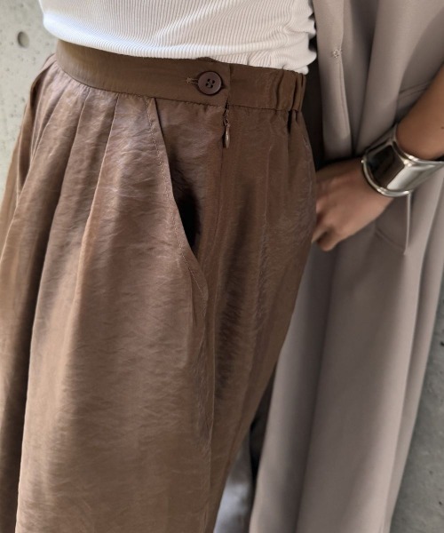 CIEL'AIR(シエルエアー)の「SHEER ORGANZA WIDE PANTS(シアーオーガンジーワイドパンツ)(その他パンツ・レディース・ブラウン/オフホワイト・FREE)」の7枚目の写真