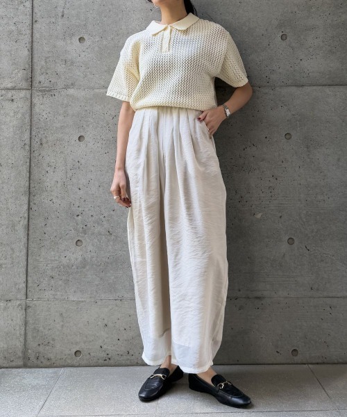 CIEL'AIR(シエルエアー)の「SHEER ORGANZA WIDE PANTS(シアーオーガンジーワイドパンツ)(その他パンツ・レディース・ブラウン/オフホワイト・FREE)」の9枚目の写真