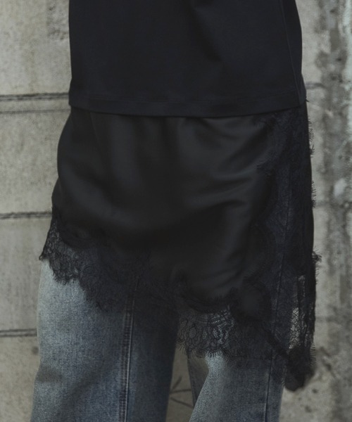 feepur(フェピュール)の「サテンレースドッキングTee(Tシャツ/カットソー・レディース・ブラック/オフホワイト・MEDIUM)」の18枚目の写真