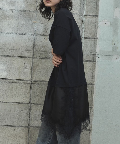 feepur(フェピュール)の「サテンレースドッキングTee(Tシャツ/カットソー・レディース・ブラック/オフホワイト・MEDIUM)」の13枚目の写真