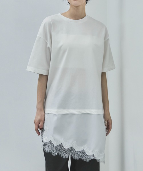 feepur(フェピュール)の「サテンレースドッキングTee(Tシャツ/カットソー・レディース・ブラック/オフホワイト・MEDIUM)」の19枚目の写真
