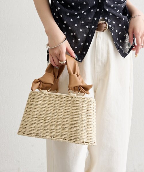 mystic(ミスティック)の「結び目ハンドルかごBAG(トートバッグ・レディース・アイボリー・ONE SIZE)」の5枚目の写真