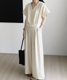 シャツワイドパンツセットアップ