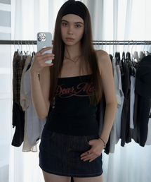 DEAR,ME（ディアミー）の「スクエアネックロゴスリーブレス[ブラック]（Tシャツ/カットソー）」
