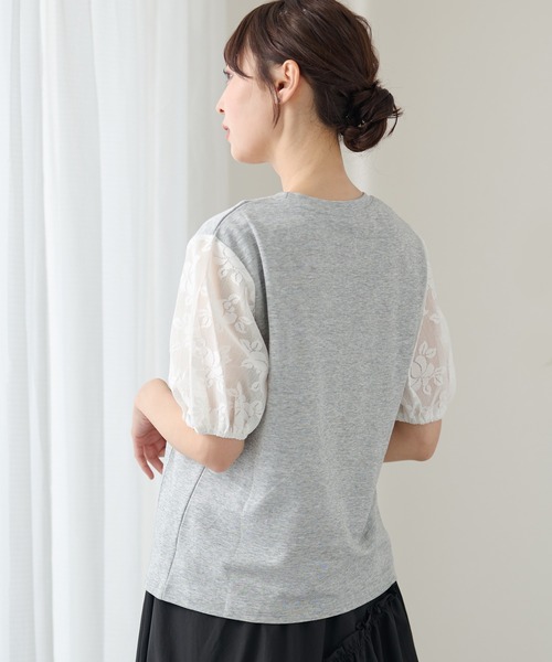DAYRA(デイラ)の「シアー レース パフスリーブ カットソー トップス(Tシャツ/カットソー・レディース・グレー/ブラック・FREE)」の11枚目の写真
