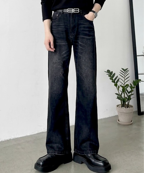 Otte(オッテ)の「ヴィンテージウォッシュセミフレアデニム(デニムパンツ・メンズ・ブラック/ブルー・X-LARGE/SMALL/LARGE/MEDIUM)」の2枚目の写真