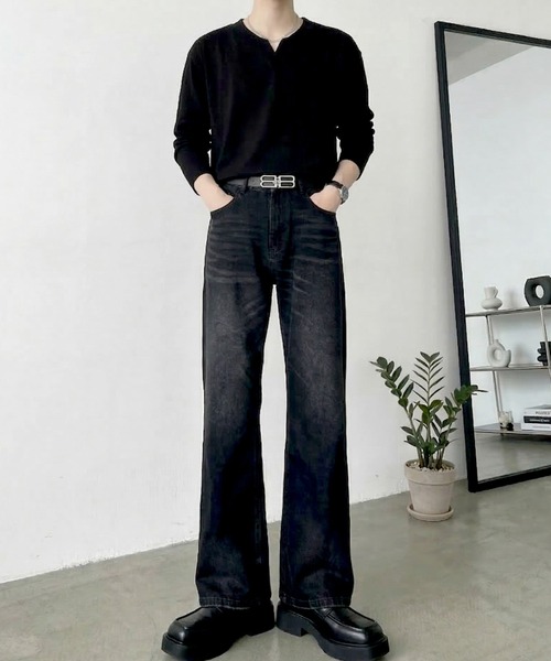 Otte(オッテ)の「ヴィンテージウォッシュセミフレアデニム(デニムパンツ・メンズ・ブラック/ブルー・X-LARGE/SMALL/LARGE/MEDIUM)」の7枚目の写真