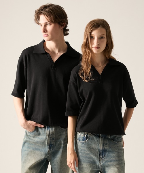 CLEL(クレイル)の「【CLEL】Giza Cotton Short Sleeve Skipper Polo Shirt / ギザコットン 半袖スキッパーポロシャツ(Tシャツ/カットソー・メンズ・ネイビー/ダークグレー/ブラック・L/S/XS/M)」の12枚目の写真
