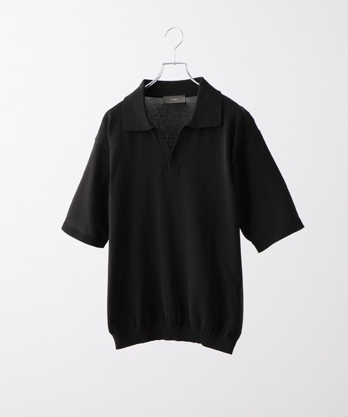 CLEL(クレイル)の「【CLEL】Giza Cotton Short Sleeve Skipper Polo Shirt / ギザコットン 半袖スキッパーポロシャツ(Tシャツ/カットソー・メンズ・ネイビー/ダークグレー/ブラック・L/S/XS/M)」の5枚目の写真