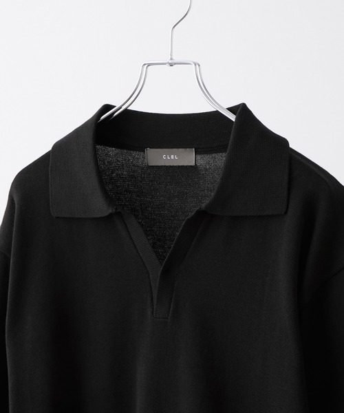 CLEL(クレイル)の「【CLEL】Giza Cotton Short Sleeve Skipper Polo Shirt / ギザコットン 半袖スキッパーポロシャツ(Tシャツ/カットソー・メンズ・ネイビー/ダークグレー/ブラック・L/S/XS/M)」の8枚目の写真