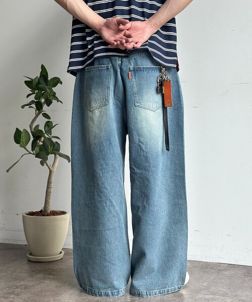 CPCM（シーピーシーエム）の「ワイドストレートダメージデニム（デニムパンツ・メンズ・ブルー/ネイビー・SMALL/MEDIUM/LARGE）」の18枚目の写真