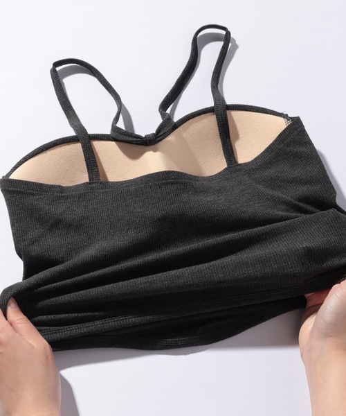 Lace Ladies（レースレディース）の「ソリッドカラー Vストラップ ビスチェ風 カップ付き キャミソール（キャミソール・レディース・ブラウン/ブラック/ホワイト/グリーン/グレー・FREE）」の21枚目の写真