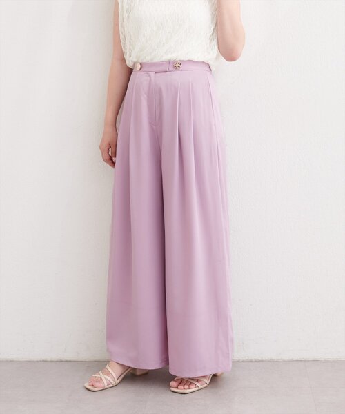 natural couture(ナチュラルクチュール)の「〈canami〉金釦タックワイドパンツ(その他パンツ・レディース・ドット/ピンク/ネイビー/オフホワイト・FREE)」の7枚目の写真