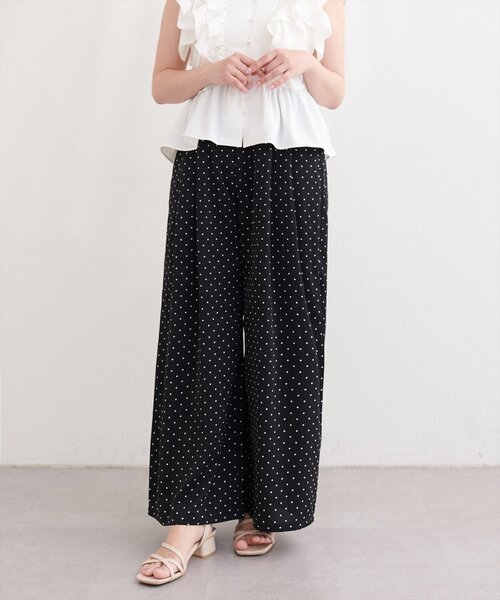 natural couture(ナチュラルクチュール)の「〈canami〉金釦タックワイドパンツ(その他パンツ・レディース・ドット/ピンク/ネイビー/オフホワイト・FREE)」の11枚目の写真