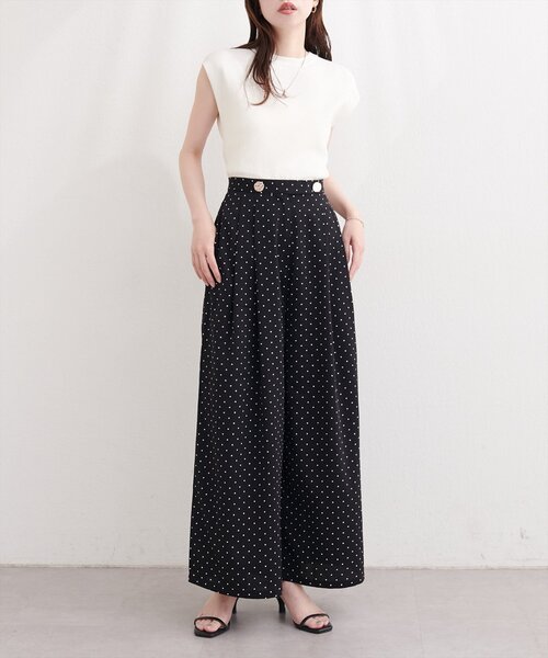 natural couture(ナチュラルクチュール)の「〈canami〉金釦タックワイドパンツ(その他パンツ・レディース・ドット/ピンク/ネイビー/オフホワイト・FREE)」の16枚目の写真