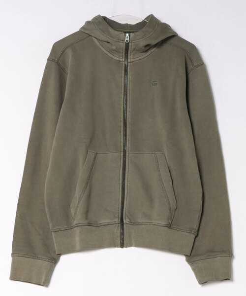 G-STAR（ジースター）の「Unit Washed Full Zip Hooded Sweater/ウォッシュ加工フルジップスウェットパーカー（パーカー・メンズ・ダークブラック/ベージュ系その他/グリーン系その他・LARGE/X-SMALL/X-LARGE/MEDIUM/SMALL）」の3枚目の写真