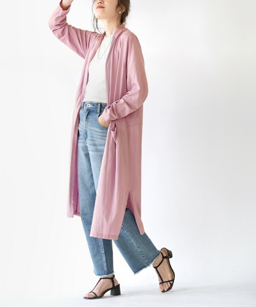 zootie(ズーティー)の「さらっと薄手で快適 UVカットロングカーディガン(カーディガン/ボレロ・レディース・ベージュ系その他/ラベンダー/オフホワイト/イエロー系その他/ライトイエロー/ネイビー/ライトカーキ/ブラック/ミント/ピンク/杢グレー/ライトブルー・M-L/L-XL)」の1枚目の写真