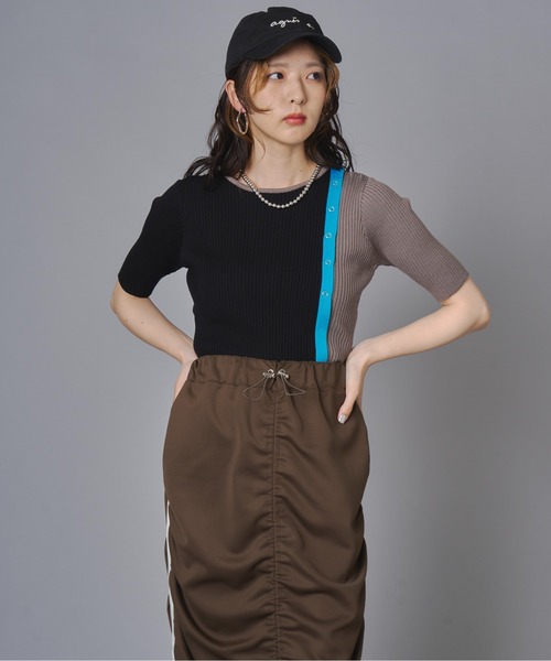 terrace（テラス）の「【ウォッシャブル】バイカラーリブニットプルオーバー（ニット/セーター・レディース・ブラウン/ブラック・FREE）」の8枚目の写真